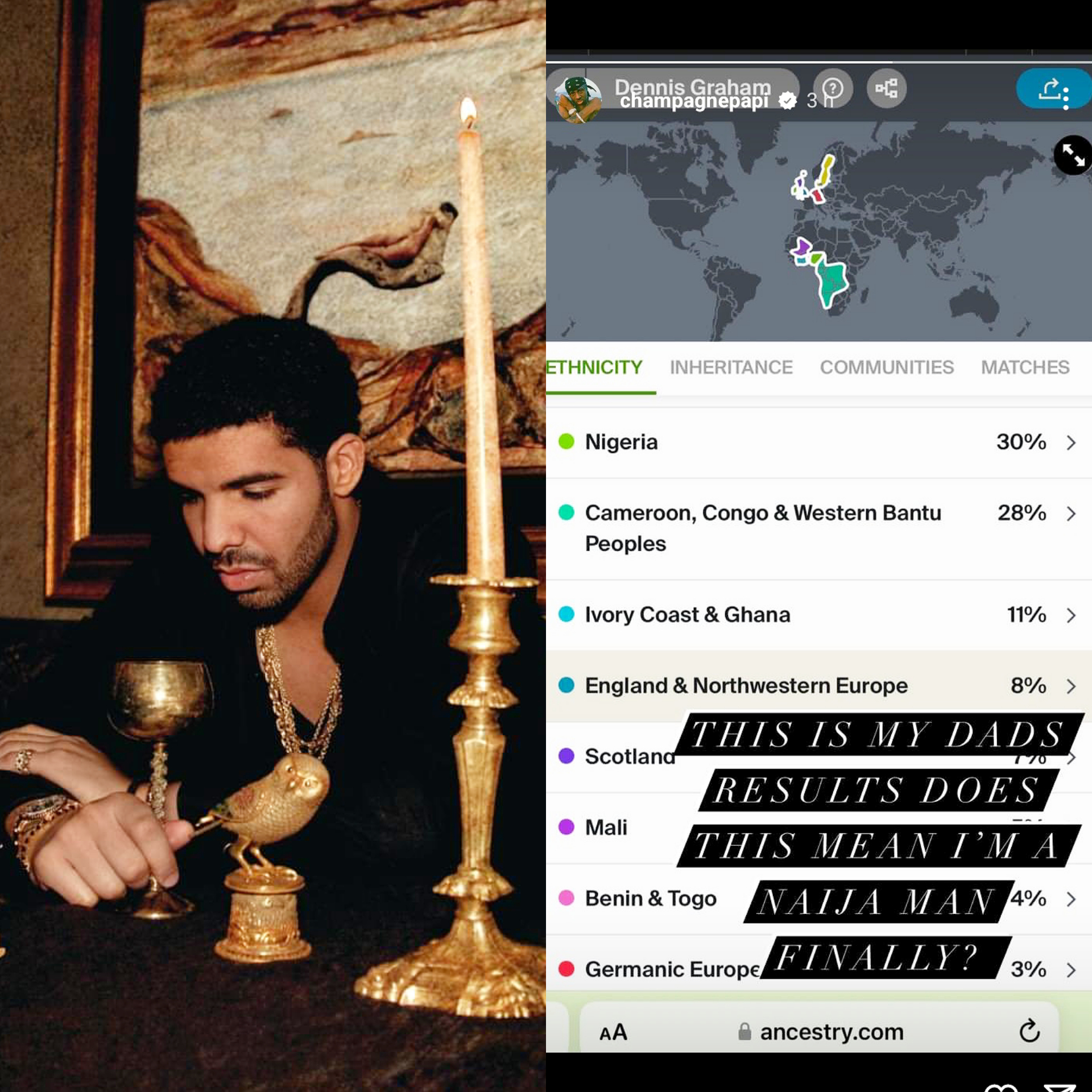 Drake questions his origin